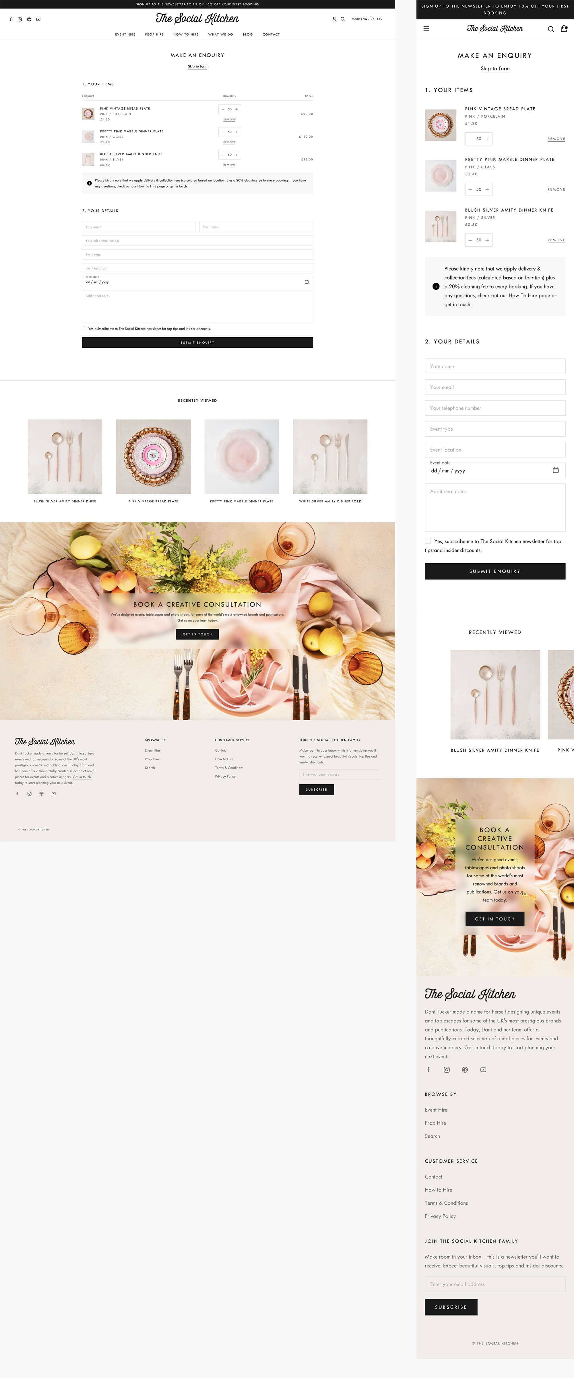 Screenshot of Enquiry flow design for The Social Kitchen